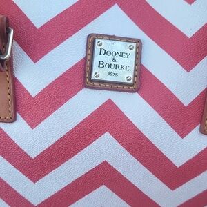 Dooney & Bourke Pink and White Chevron Tote